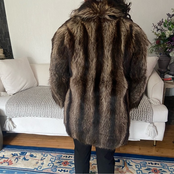 Vintage Real fur jacket coat brown & beige w/ liner petite medium large women’s - Picture 5 of 17